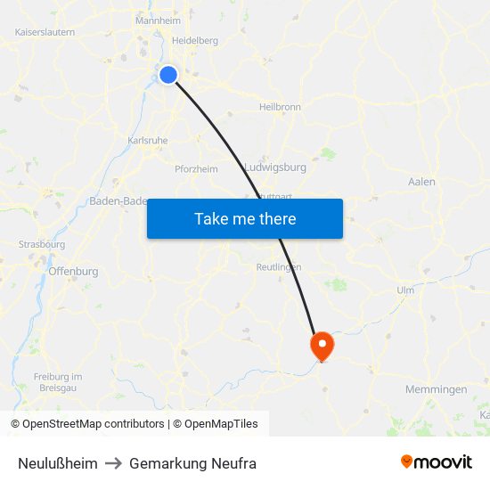 Neulußheim to Gemarkung Neufra map