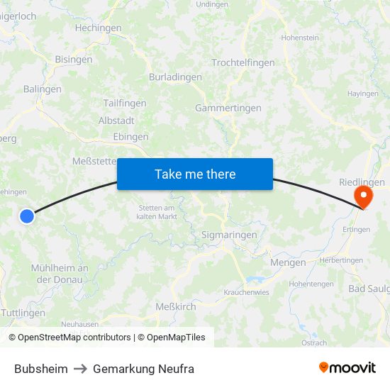Bubsheim to Gemarkung Neufra map
