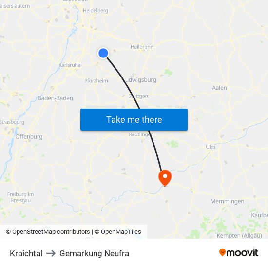 Kraichtal to Gemarkung Neufra map