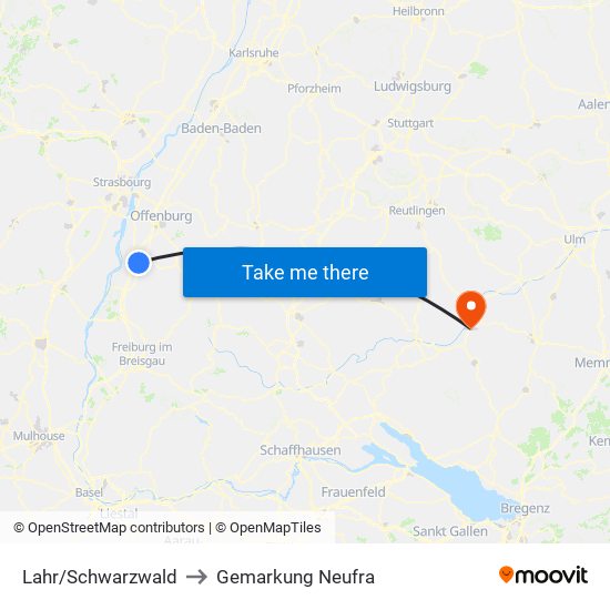 Lahr/Schwarzwald to Gemarkung Neufra map