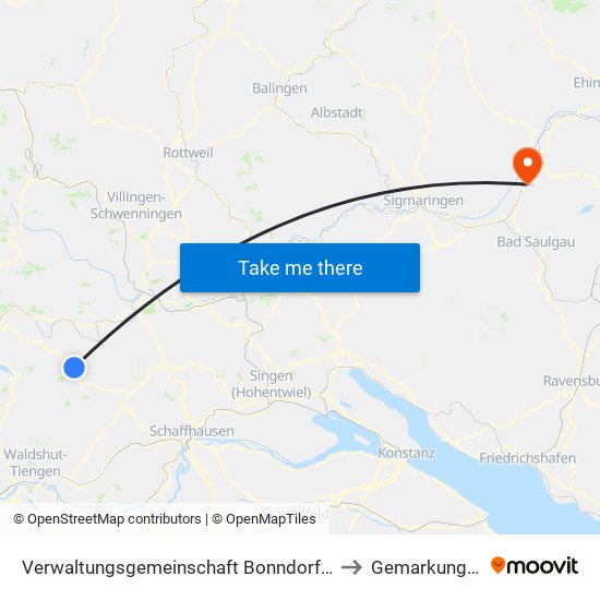 Verwaltungsgemeinschaft Bonndorf Im Schwarzwald to Gemarkung Neufra map