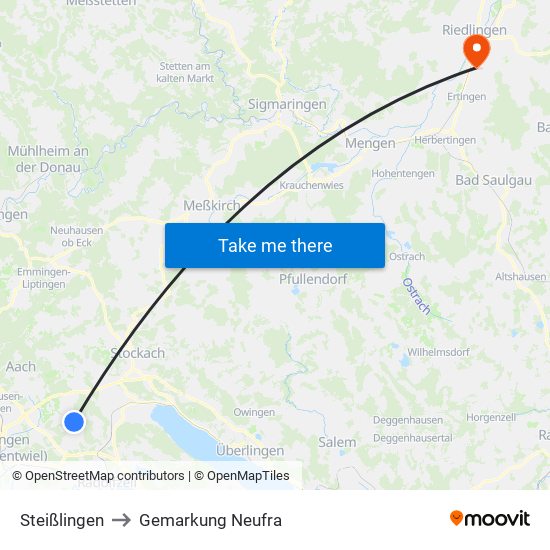 Steißlingen to Gemarkung Neufra map