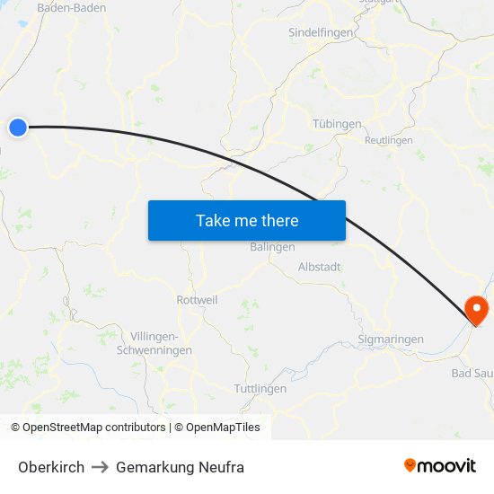 Oberkirch to Gemarkung Neufra map