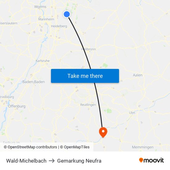 Wald-Michelbach to Gemarkung Neufra map