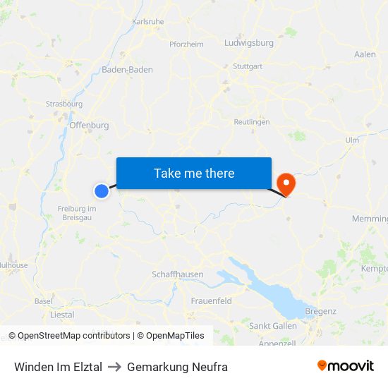 Winden Im Elztal to Gemarkung Neufra map