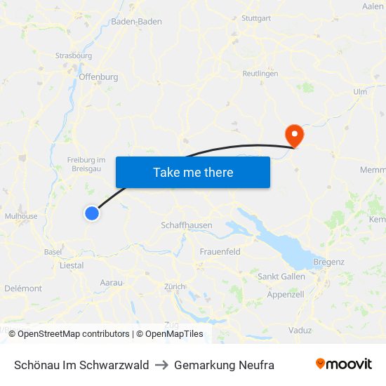 Schönau Im Schwarzwald to Gemarkung Neufra map