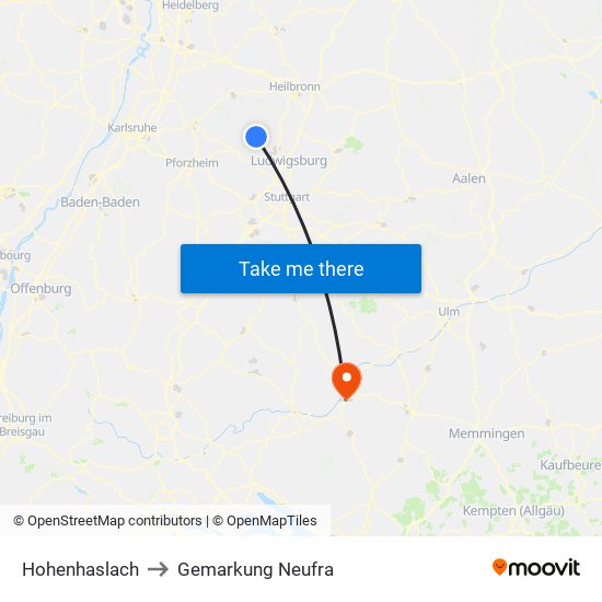 Hohenhaslach to Gemarkung Neufra map