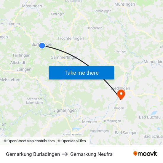 Gemarkung Burladingen to Gemarkung Neufra map