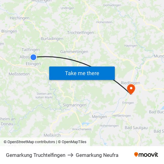 Gemarkung Truchtelfingen to Gemarkung Neufra map