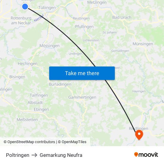 Poltringen to Gemarkung Neufra map