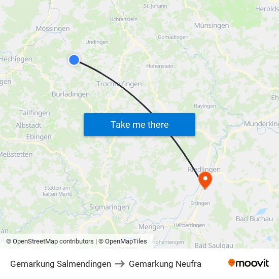 Gemarkung Salmendingen to Gemarkung Neufra map