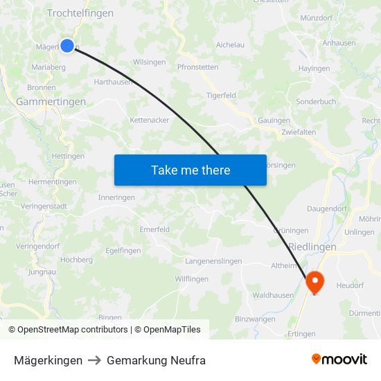 Mägerkingen to Gemarkung Neufra map