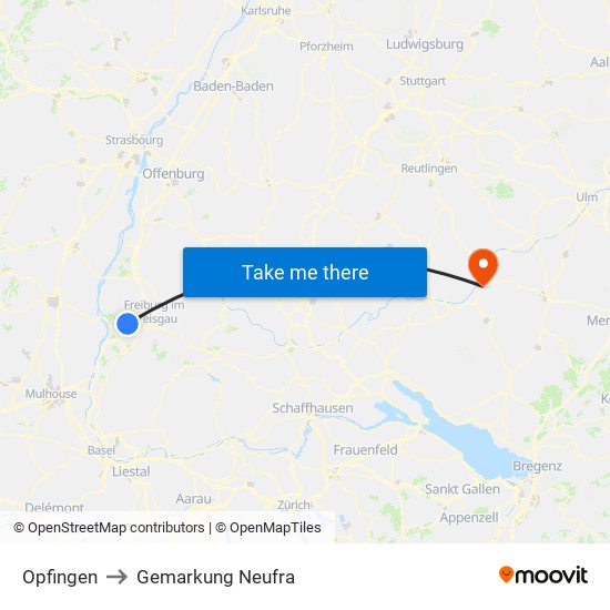 Opfingen to Gemarkung Neufra map