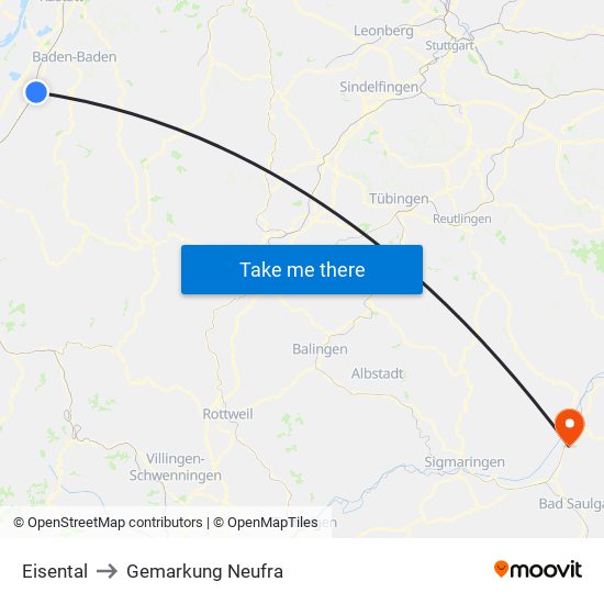 Eisental to Gemarkung Neufra map