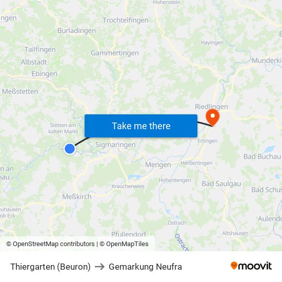 Thiergarten (Beuron) to Gemarkung Neufra map