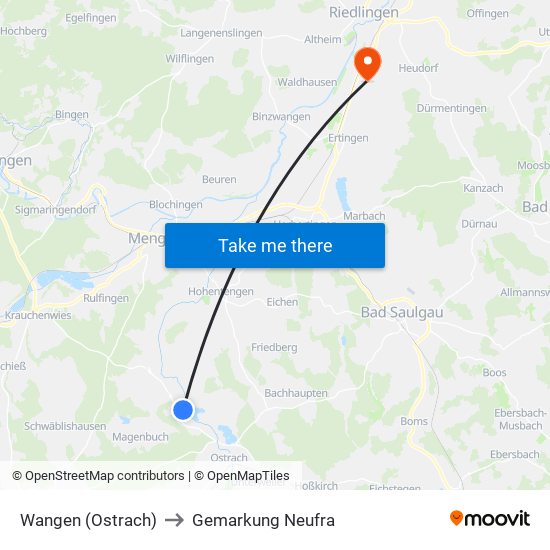 Wangen (Ostrach) to Gemarkung Neufra map