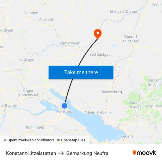 Konstanz-Litzelstetten to Gemarkung Neufra map