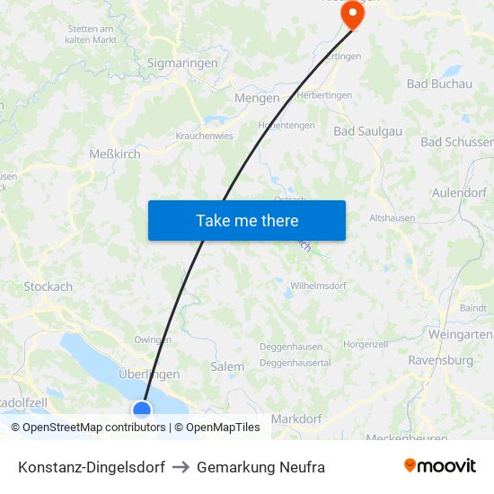 Konstanz-Dingelsdorf to Gemarkung Neufra map