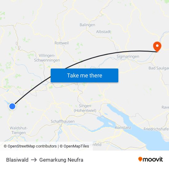 Blasiwald to Gemarkung Neufra map