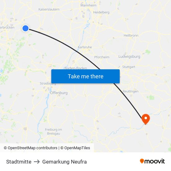 Stadtmitte to Gemarkung Neufra map