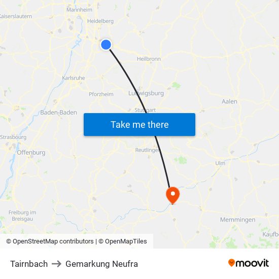 Tairnbach to Gemarkung Neufra map