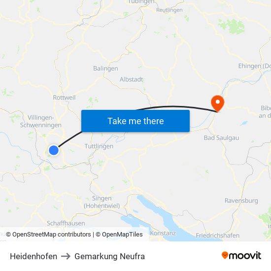 Heidenhofen to Gemarkung Neufra map