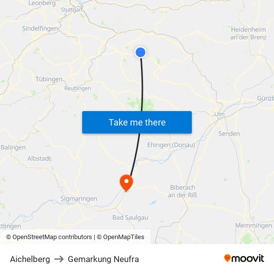 Aichelberg to Gemarkung Neufra map