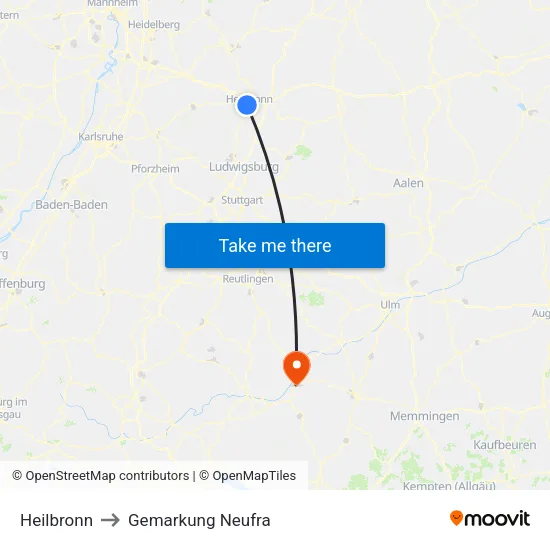 Heilbronn to Gemarkung Neufra map