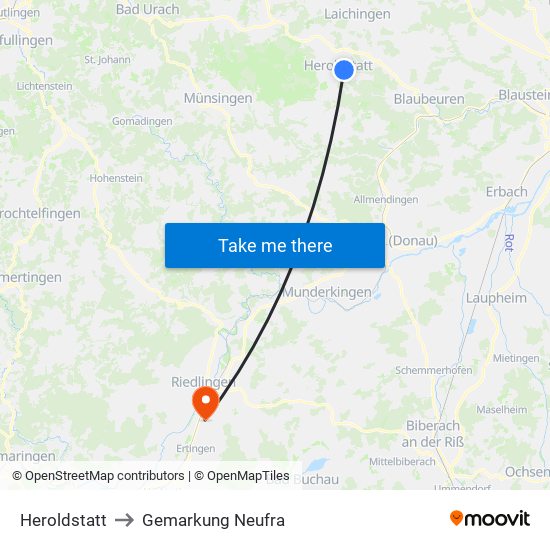 Heroldstatt to Gemarkung Neufra map