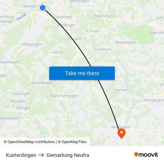 Kusterdingen to Gemarkung Neufra map