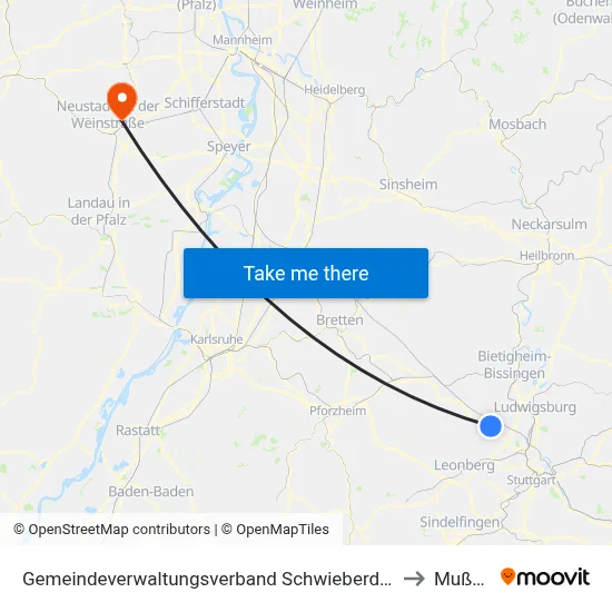 Gemeindeverwaltungsverband Schwieberdingen-Hemmingen to Mußbach map