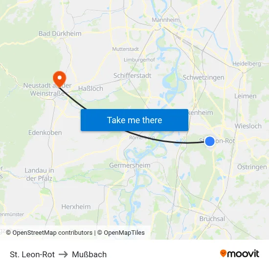 St. Leon-Rot to Mußbach map