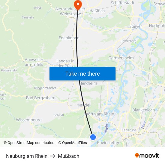 Neuburg am Rhein to Mußbach map