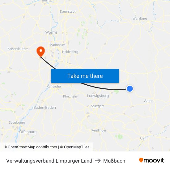 Verwaltungsverband Limpurger Land to Mußbach map