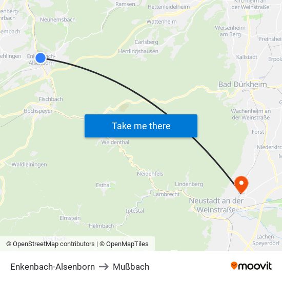 Enkenbach-Alsenborn to Mußbach map