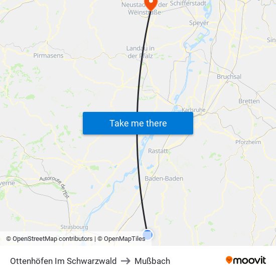 Ottenhöfen Im Schwarzwald to Mußbach map