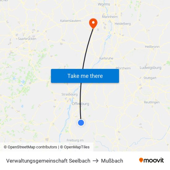 Verwaltungsgemeinschaft Seelbach to Mußbach map