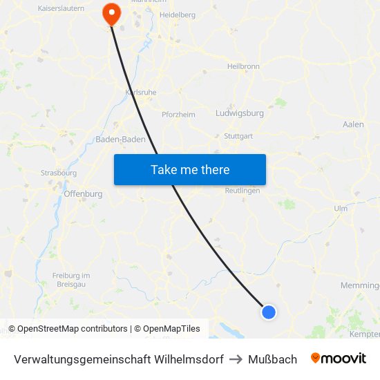 Verwaltungsgemeinschaft Wilhelmsdorf to Mußbach map