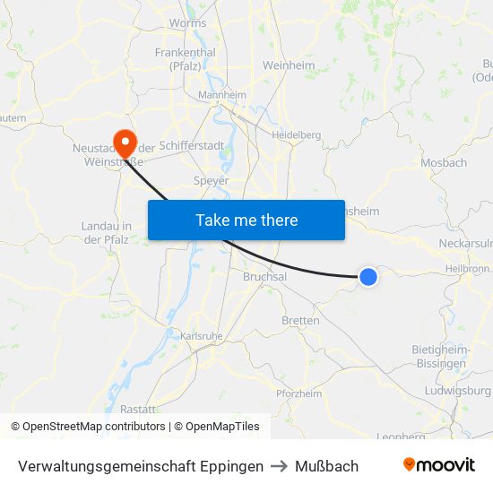 Verwaltungsgemeinschaft Eppingen to Mußbach map