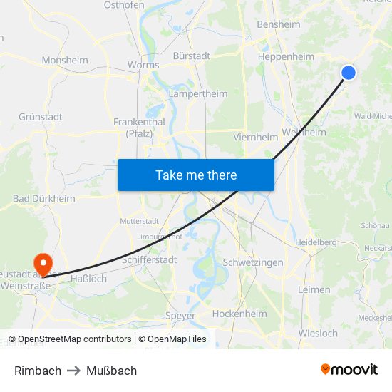 Rimbach to Mußbach map