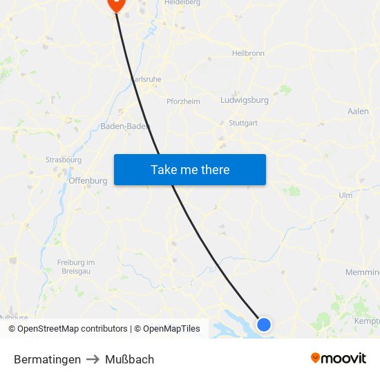 Bermatingen to Mußbach map