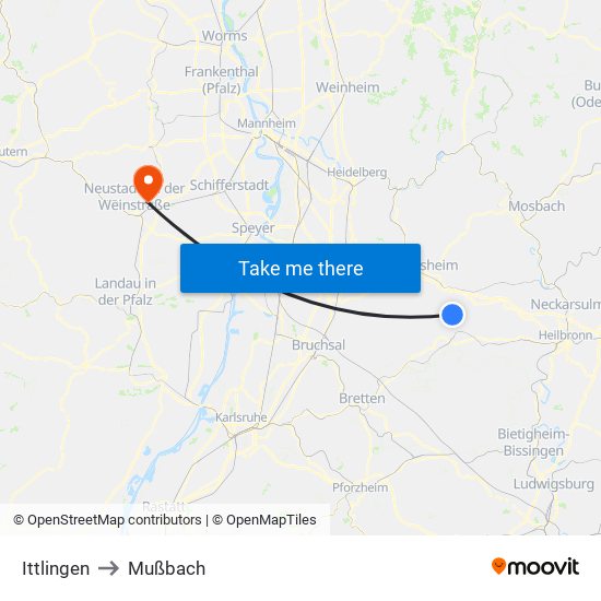 Ittlingen to Mußbach map