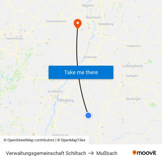 Verwaltungsgemeinschaft Schiltach to Mußbach map