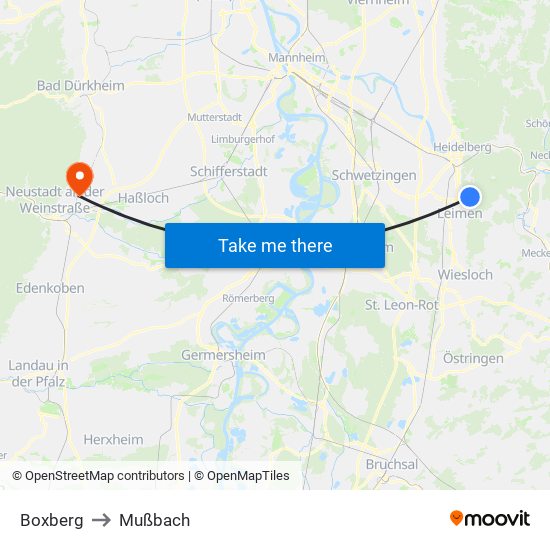 Boxberg to Mußbach map