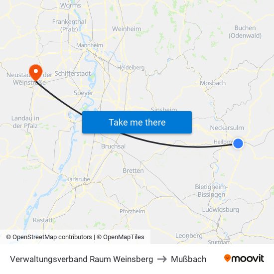 Verwaltungsverband Raum Weinsberg to Mußbach map