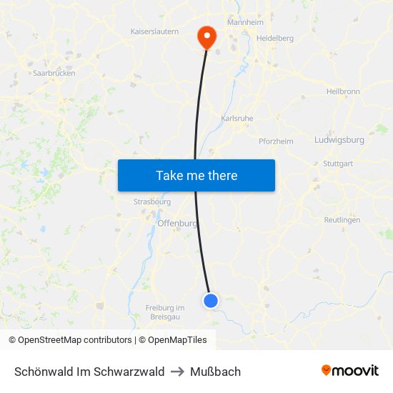 Schönwald Im Schwarzwald to Mußbach map