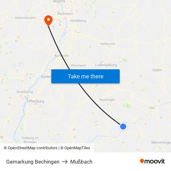 Gemarkung Bechingen to Mußbach map