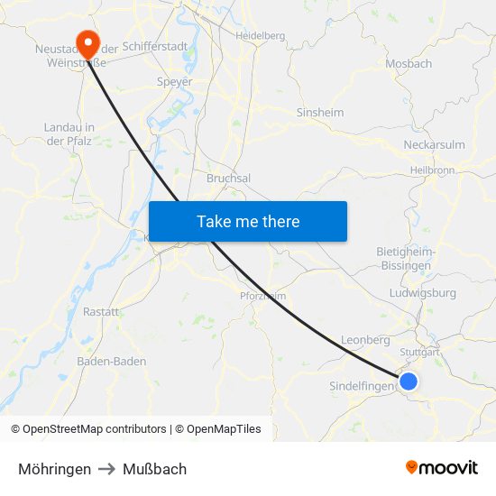 Möhringen to Mußbach map