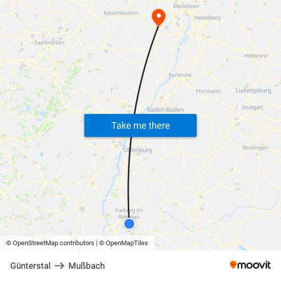 Günterstal to Mußbach map