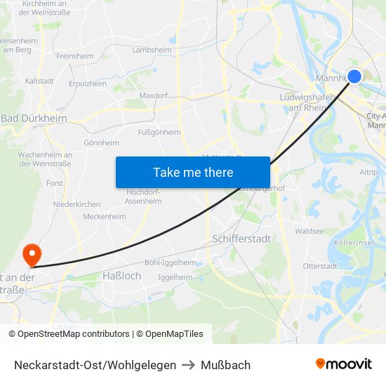 Neckarstadt-Ost/Wohlgelegen to Mußbach map